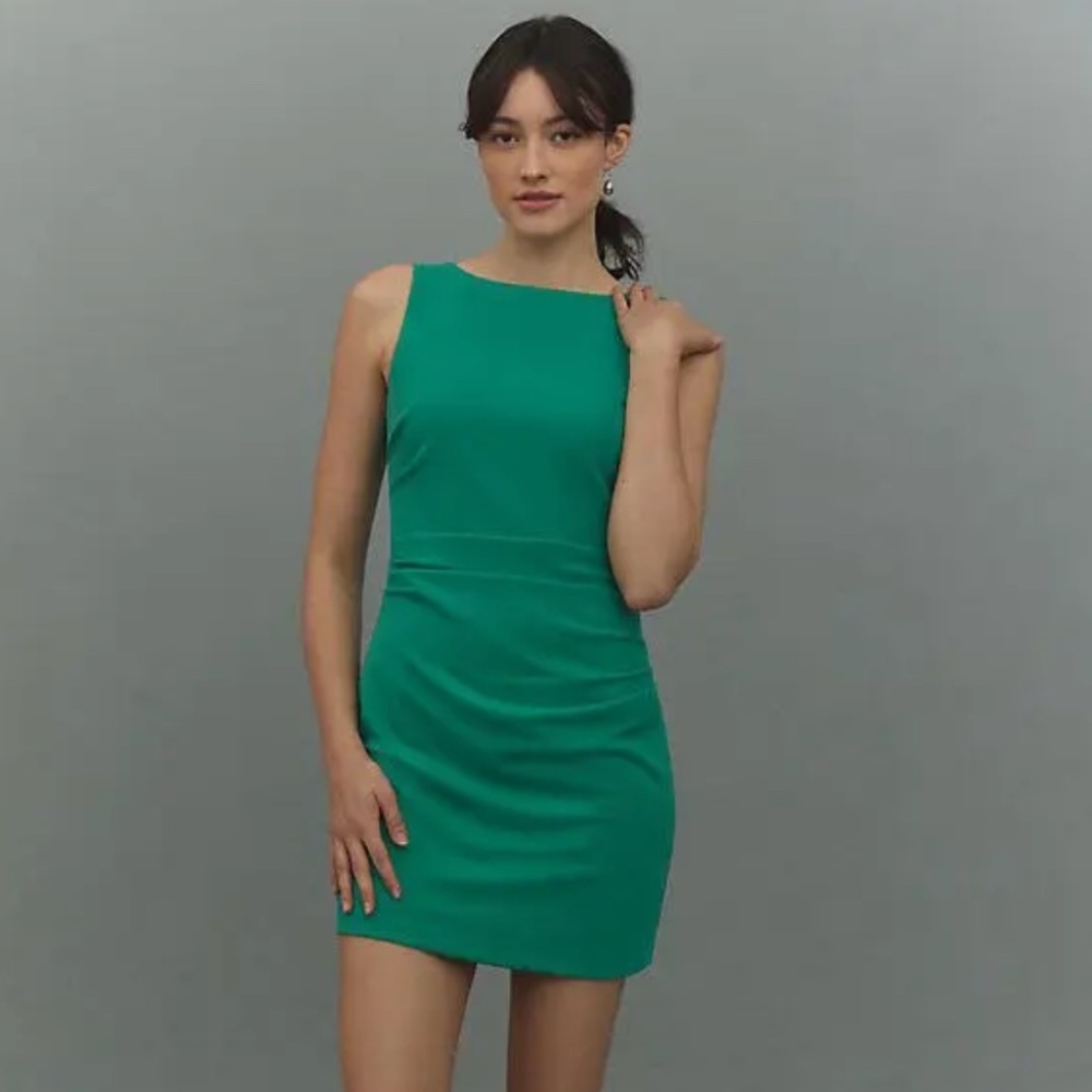 BHLDN Blair Stretch Crepe High-Neck Mini Dress